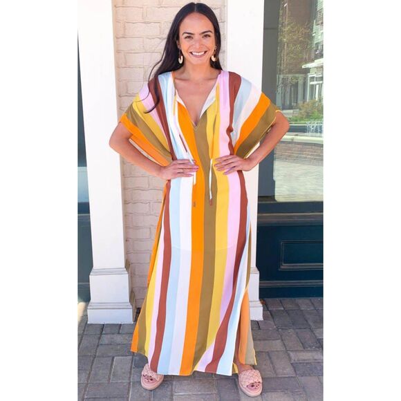 NWT BUDDY LOVE Cora Caftan Dress, Multi, Sz M/L - Picture 1 of 12